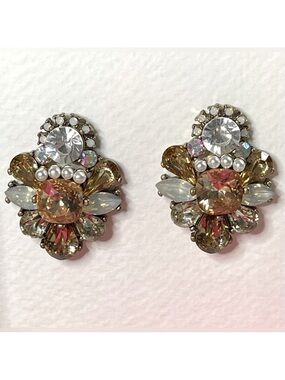 Statement Earrings Pierced multicolor faux gem pearl wedding date pastel evening